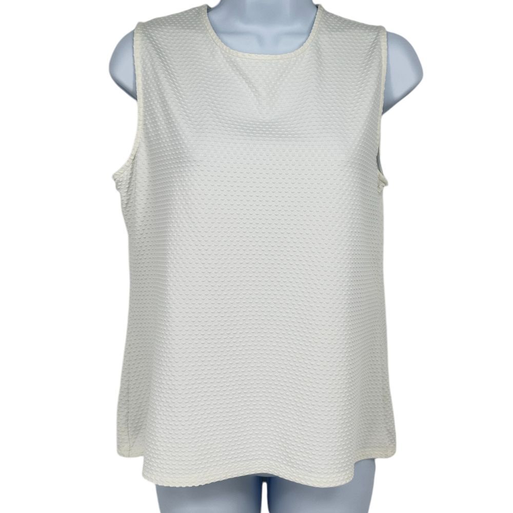 Croft & Barrow Stretch White Textured Sleeveless Top Casual Women's Tank SZ M